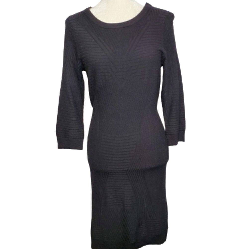 NICOLE MILLER Artelier black long sleeve ribbed sweater dress M